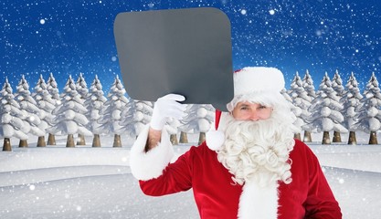 Aufkleber - Composite image of happy santa claus holding speech bubble