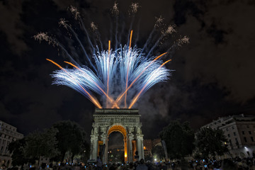 Happy new year and merry xmas fireworks on triumph arc