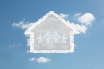 Aufkleber - Composite image of cloud in shape of family