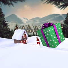 Poster - Composite image of santa delivering large gift