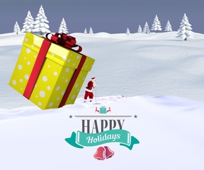 Poster - Composite image of santa delivering large gift
