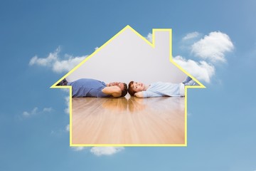 Poster - Composite image of couple lying on the floor