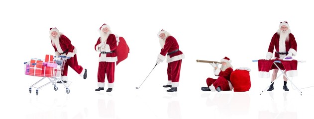 Poster - Composite image of different santas