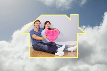Aufkleber - Composite image of couple holding a large heart