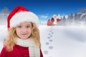Poster - Composite image of cute girl in santa hat
