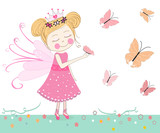 Cute fairytale with butterflies vector