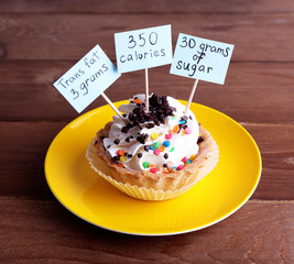 Wall Mural - Delicious cake with calories count labels