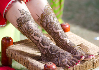 Canvas Print - henna design, bride , traditional hindu wedding, Rajasthan, India