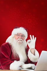 Aufkleber - Composite image of santa is satisfied about what he found