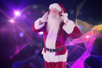 Aufkleber - Composite image of santa claus enjoys some music