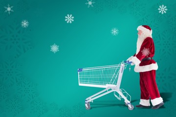 Aufkleber - Composite image of santa pushes a shopping cart