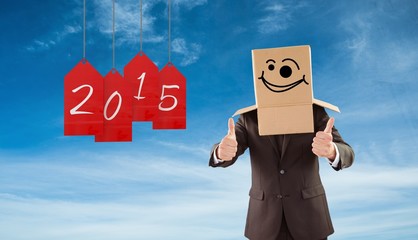 Poster - Composite image of anonymous businessman with thumbs up