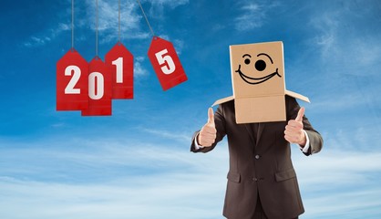 Poster - Composite image of anonymous businessman with thumbs up