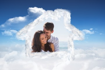 Aufkleber - Composite image of affectionate couple cuddling