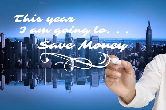 Composite image of businessman about to write something