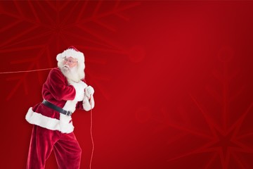 Aufkleber - Composite image of santa pulls something with a rope