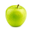 Isolated macro of a green granny smith apple