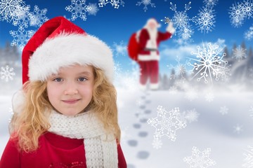Poster - Composite image of cute girl in santa hat