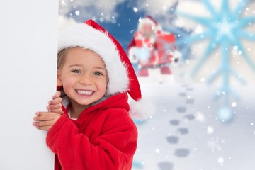 Wall Mural - Composite image of festive little girl showing poster