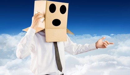 Poster - Composite image of anonymous businessman with his smartphone