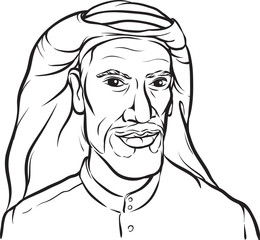 whiteboard drawing - portrait of a smiling arab