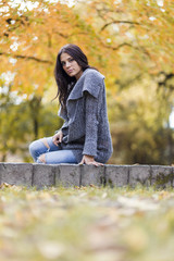 Poster - Young woman in the autumn park