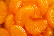 Detail Of Mandarin Segments In Light Syrup.