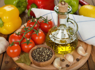 Wall Mural - olive oil and vegetables