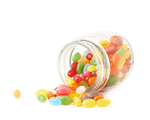 Wall Mural - Jelly bean candies spilled out of jar