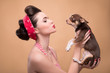 © zinkevych - Pretty brunette  girl in retro style