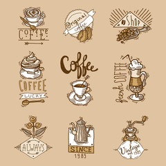 Wall Mural - Coffee Labels Set