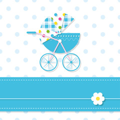 Wall Mural - baby boy stroller greeting card