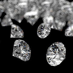 Wall Mural - Diamonds 3d composition on black background