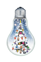 Christmas Tree Inside A Bulb Isolated On A White Background
