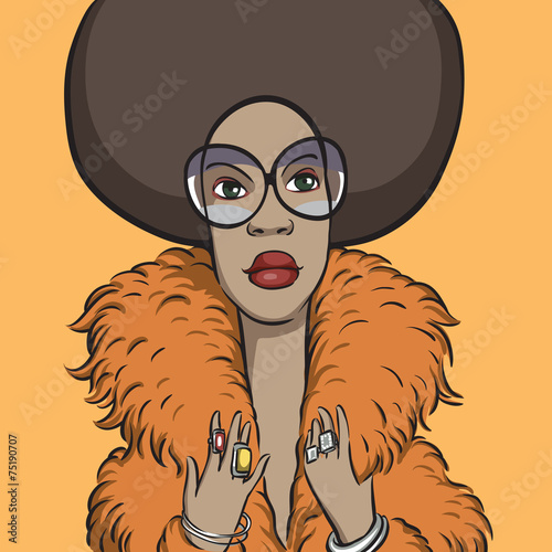 black woman with afro hairstyle vector de Stock | Adobe Stock