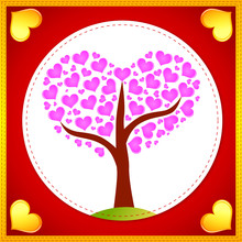 Pink Hearts Tree Card