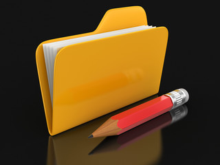 Poster - folder with files and pencil (clipping path included)
