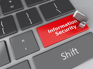 Poster - Padlock, folder and Information Security on computer keyboard.