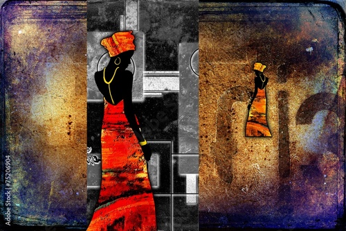 Naklejka - mata magnetyczna na lodówkę Africa retro vintage style
