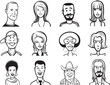 whiteboard drawing - collection of people faces