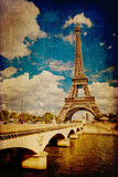 Fototapeta Paryż - The Eiffel Tower in Paris in vintage style