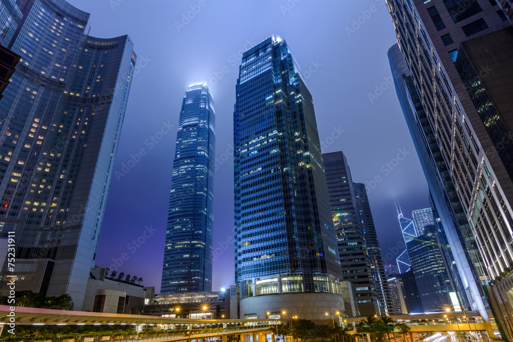 Hong Kong skyscrapers - obrazy, fototapety, plakaty 