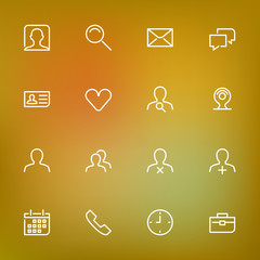 Wall Mural - white thin line icons set for web and mobile on color background