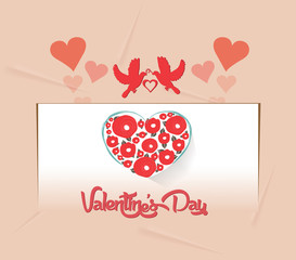 Wall Mural - valentines card with heart flower