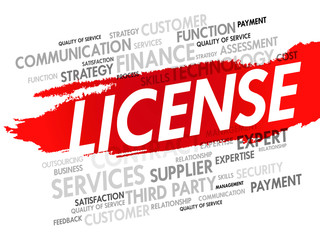 Poster - Word cloud of LICENSE related items, presentation background