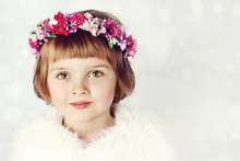 Beautiful Little Girl Wearing Floral Wreath