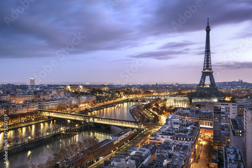 Naklejka ścienna Panorama de la ville de Paris avec la Tour Eiffel