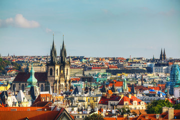 Poster - Aerial view of Prague on a sunny day