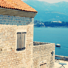 Sticker - Old mediterranean fort and bay(Montenegro)