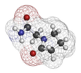 Sticker - Piracetam nootropic drug molecule. 